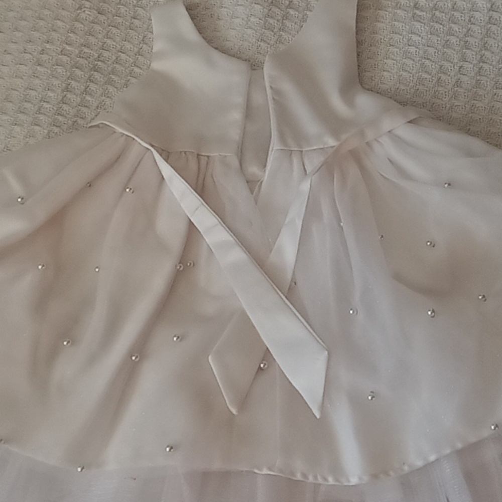 American Princess White Dress with Pearl and Bow Details - Picture 4 of 5